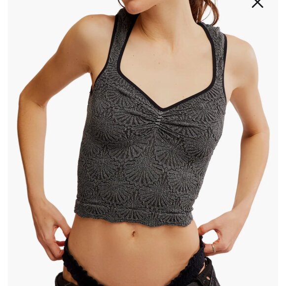 Free People Intimately Love Letter Sweetheart Cami Black size XS S NWOT - Picture 1 of 8